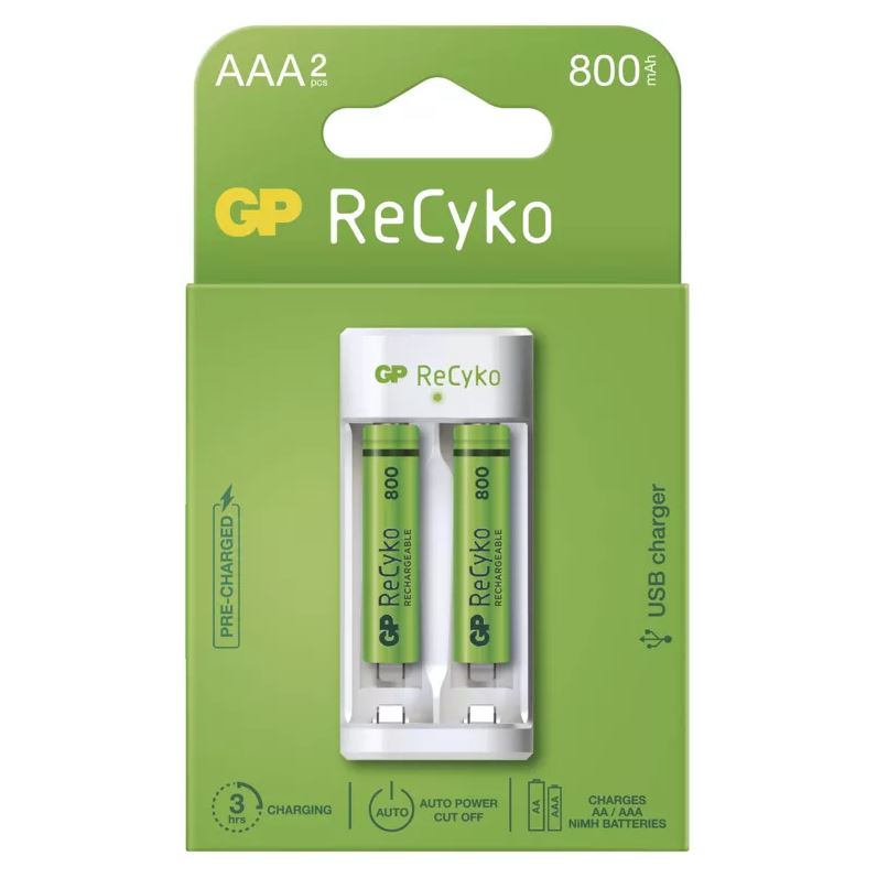 Nabíječka baterií GP ReCyko Eco E211 2 ks AAA 800 mAh