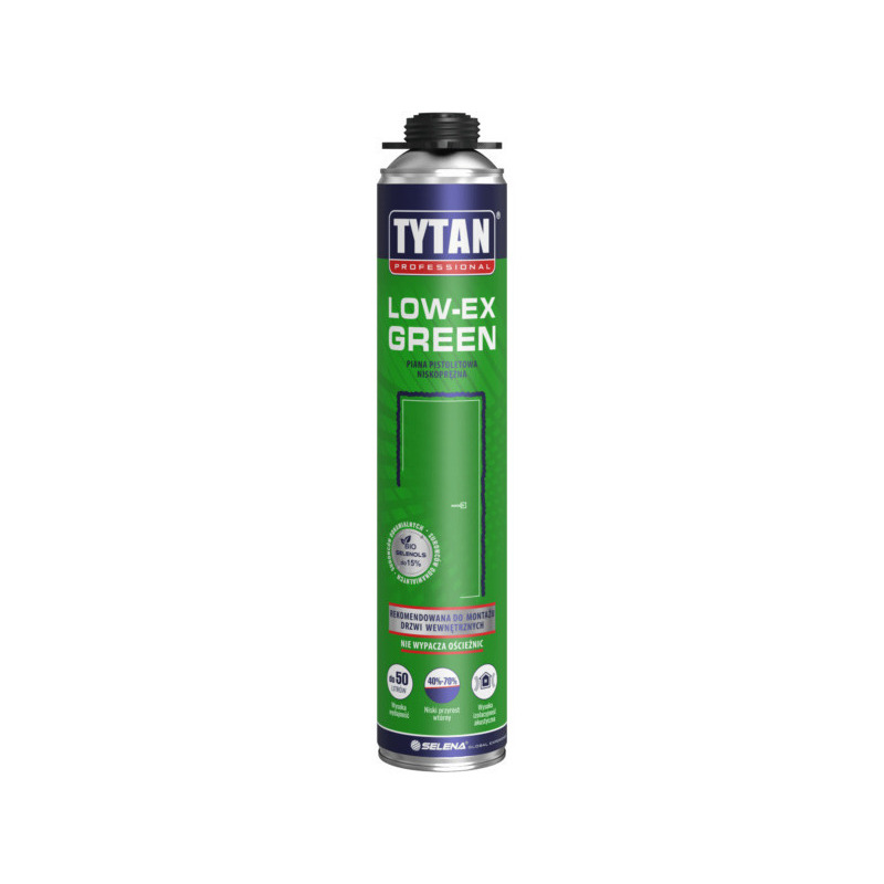 Pěna montážní Tytan LOW-EX GREEN pistolová 750 ml