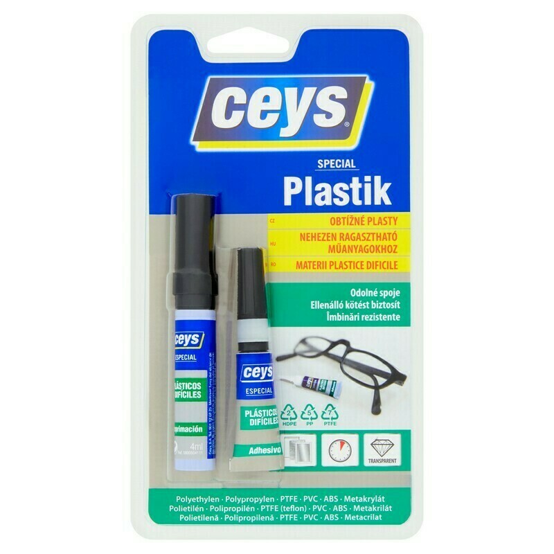 Lepidlo na obtížné plasty Ceys SPECIAL PLASTIK 3 g + 4 ml