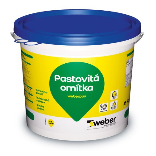 Omítka pastovitá weberpas silikát rýhovaná 2 mm OR2D 25 kg Weber