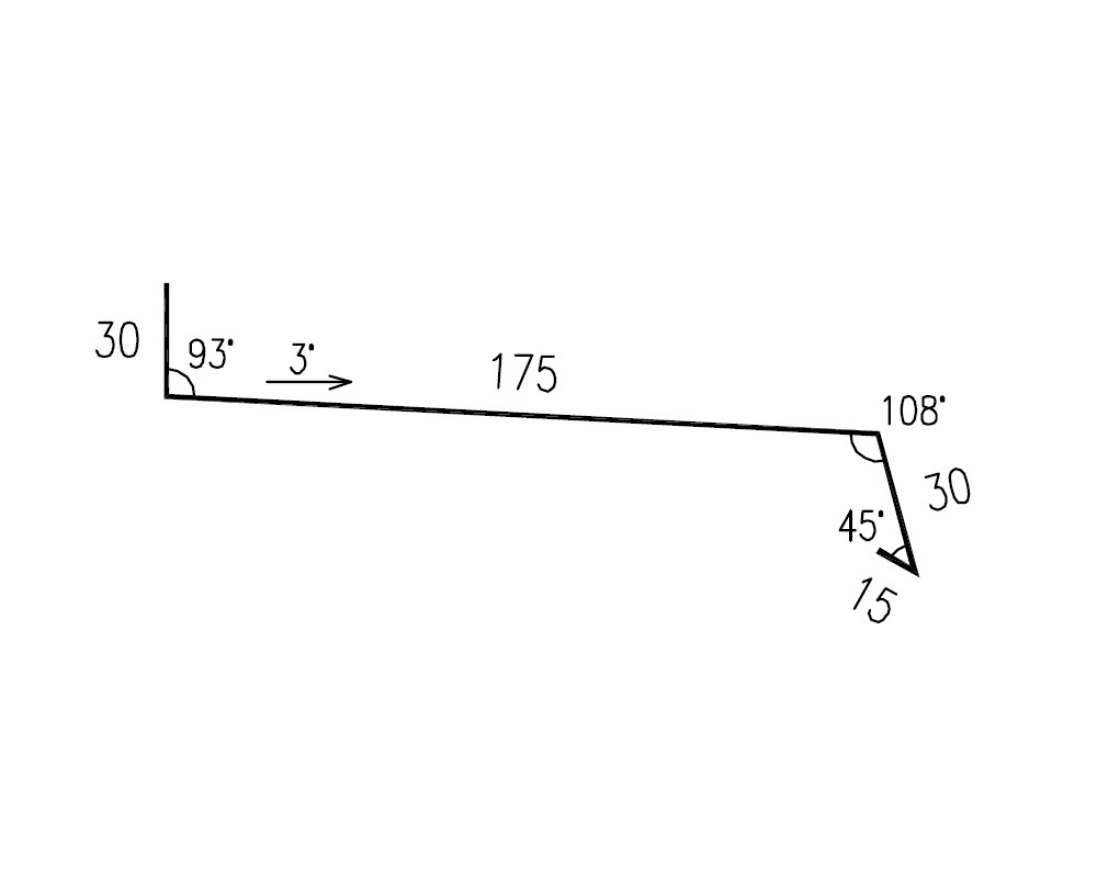 Ohýbaný lakovaný parapet RS250S-30 SP35 2M15A 0