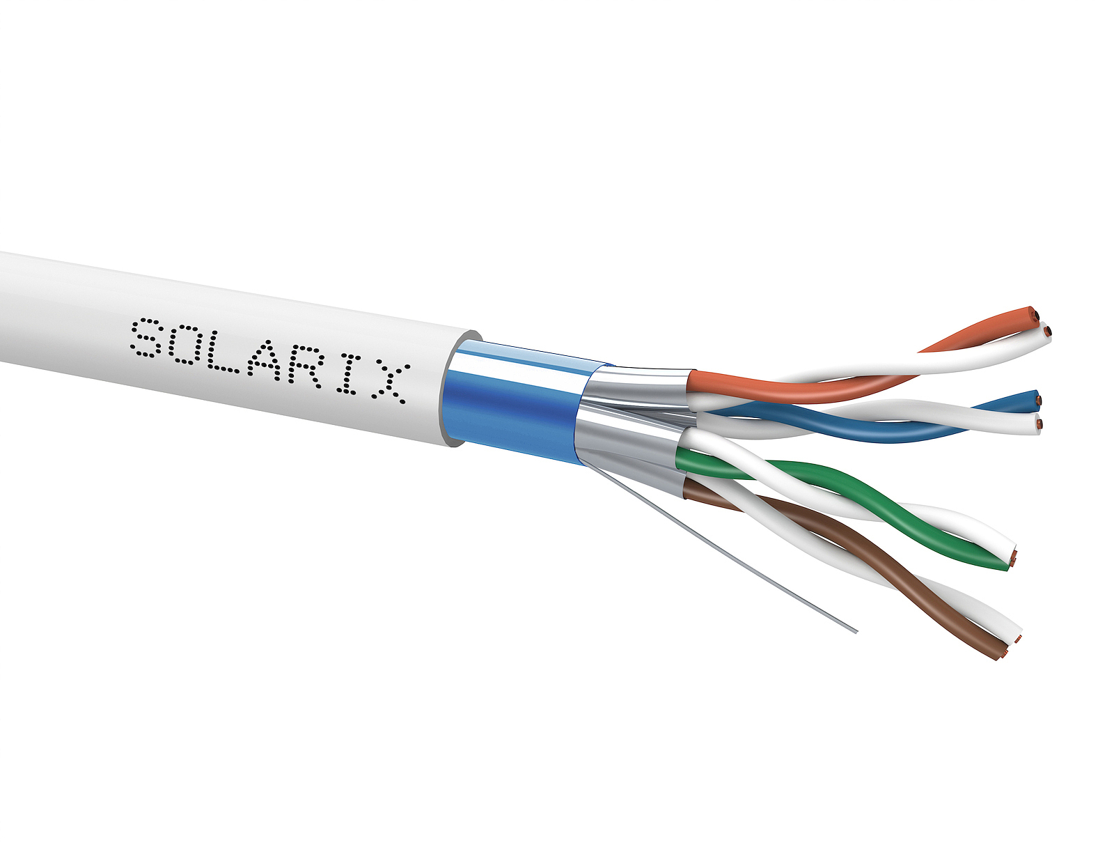 Kabel instalační Solarix CAT6a FFTP 2× stíněný LSOH 500 m Solarix