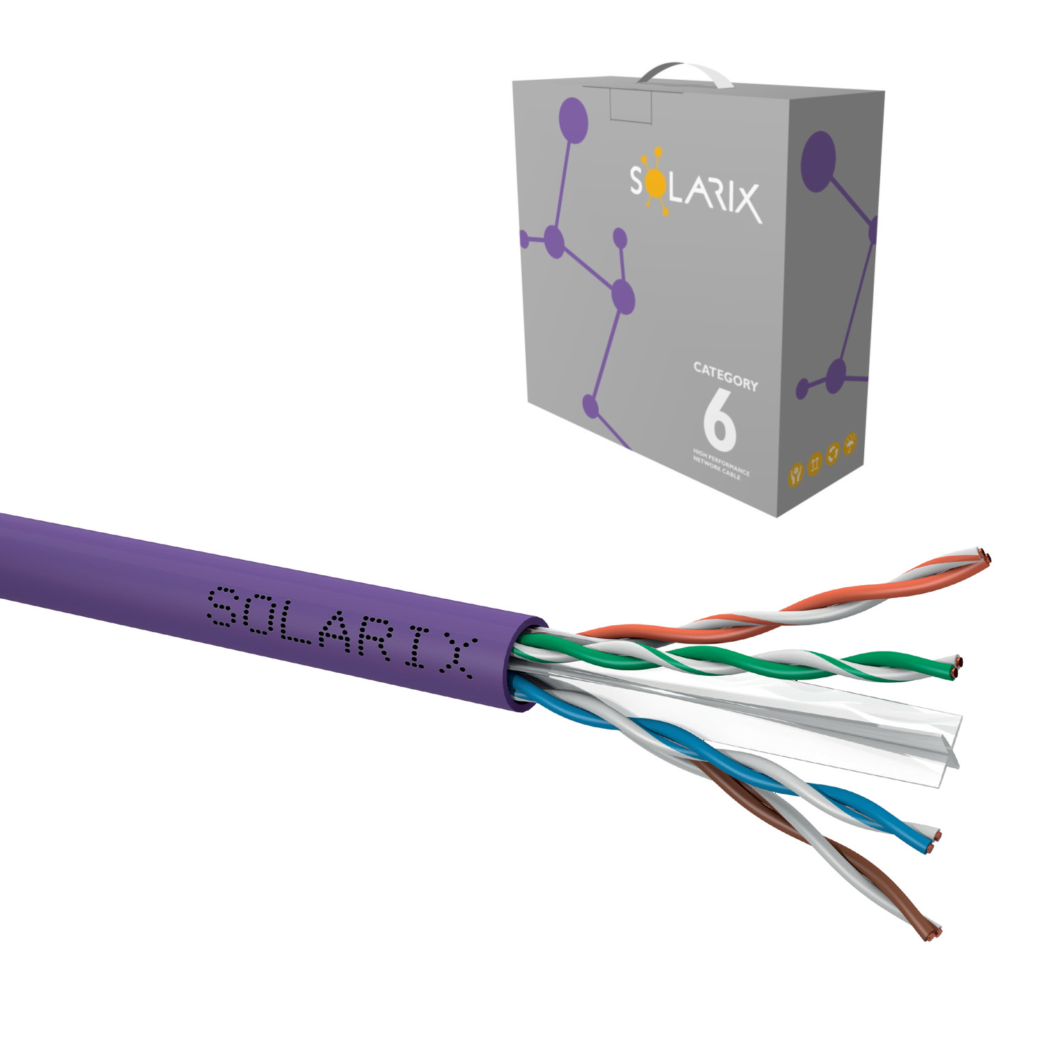 Kabel instalační Solarix CAT6 UTP nestíněný LSOH 100 m Solarix