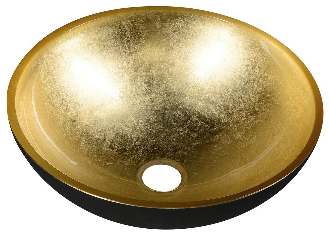 Umyvadlo skleněné na desku Sapho Murano Black-Gold 400 mm černá/zlatá AL5318-77