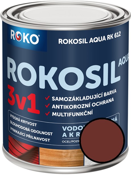 Barva samozákladující Rokosil Aqua 3v1 RK 612 8440 červenohnědá