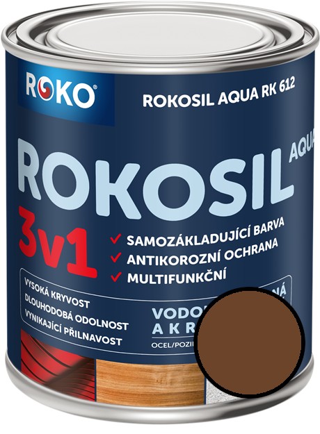 Barva samozákladující Rokosil Aqua 3v1 RK 612 2430 hnědá střední